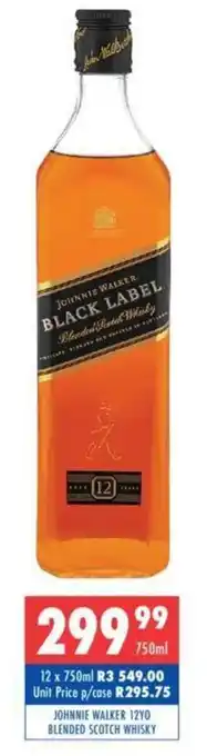 Ultra Liquors Johnnie Walker 12YO Blended Scotch Whisky 750ml offer