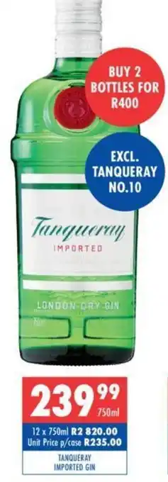 Ultra Liquors Tanqueray Imported Gin 750ml offer