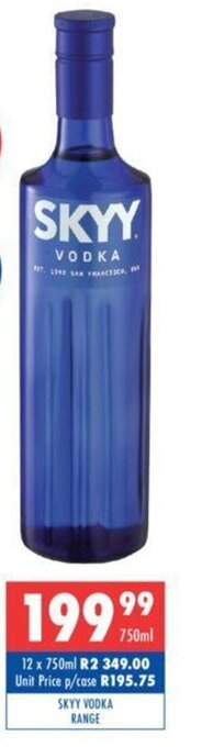Ultra Liquors Skyy Vodka Range 750ml offer