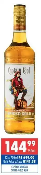 Ultra Liquors Captain Morgan Spiced Gold Rum 750ml offer