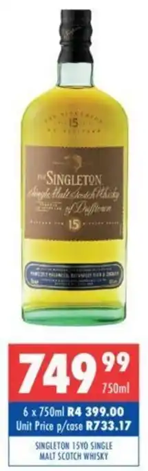 Ultra Liquors Singleton 15YO Single Malt Scotch Whisky 750ml offer