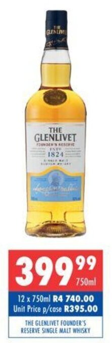 Ultra Liquors The Glenlivet Founder's Reserve Single Malt Whisky 750ml offer