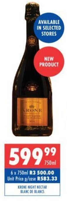 Ultra Liquors Krone Night Nectar Blanc de Blancs 750ml offer