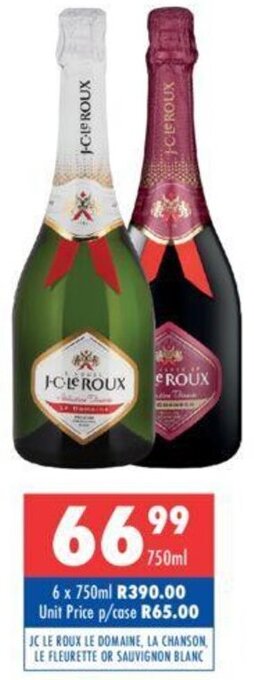 Ultra Liquors Jc Le Roux Le Domaine, La Chanson, Le Fleurette Or Sauvignon Blanc 750ml offer