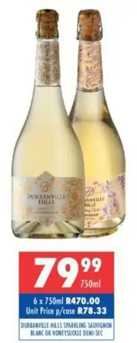 Durranville Hills Sparkling Sauvignon Blanc Or Honey Suckle Demi-Sec 750ml