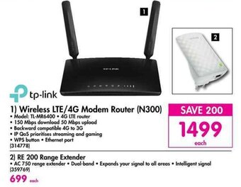 Makro Tp-Link Wireless LTE/4G Modem Router (N300) offer