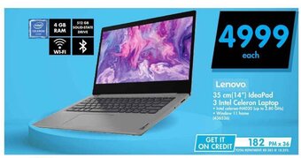 Makro Lenovo - 35cm (14") IdeaPad 3 Intel Celeron Laptop offer