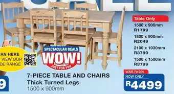 7-Piece Table and Chairs Thick Turned Legs 1500 c 900mm