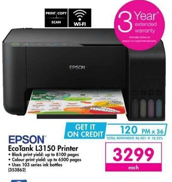 Makro EPSON Ecotank L3150 Printer offer