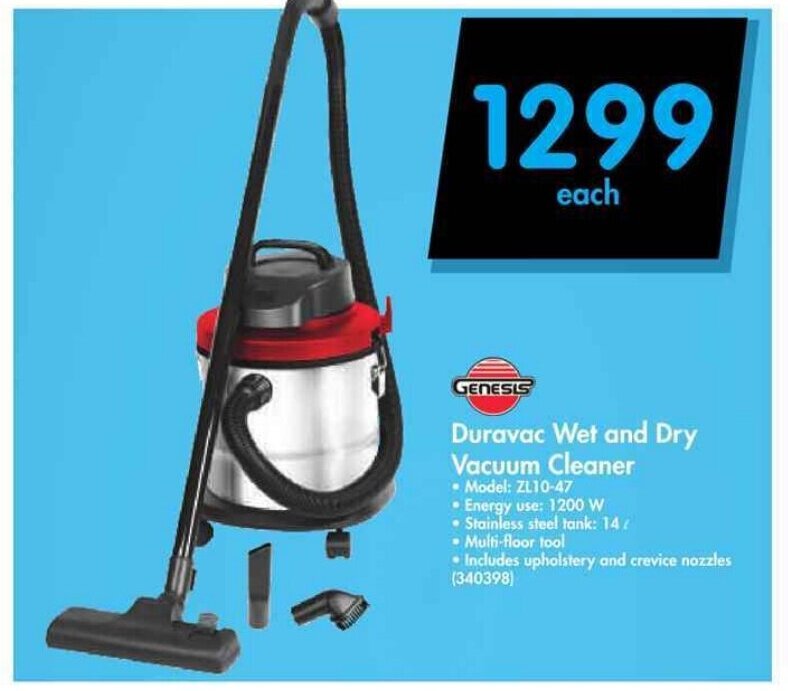 Genesis Duravac Wet and Dry Vacuum Cleaner offer at Makro