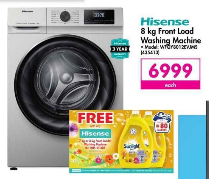 Hisense 8kg Front Load Washing Machine offer at Makro