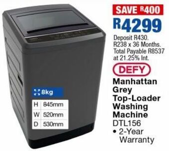 OK Furniture Defy manhattan grey top loader washibg machine dtl156 offer