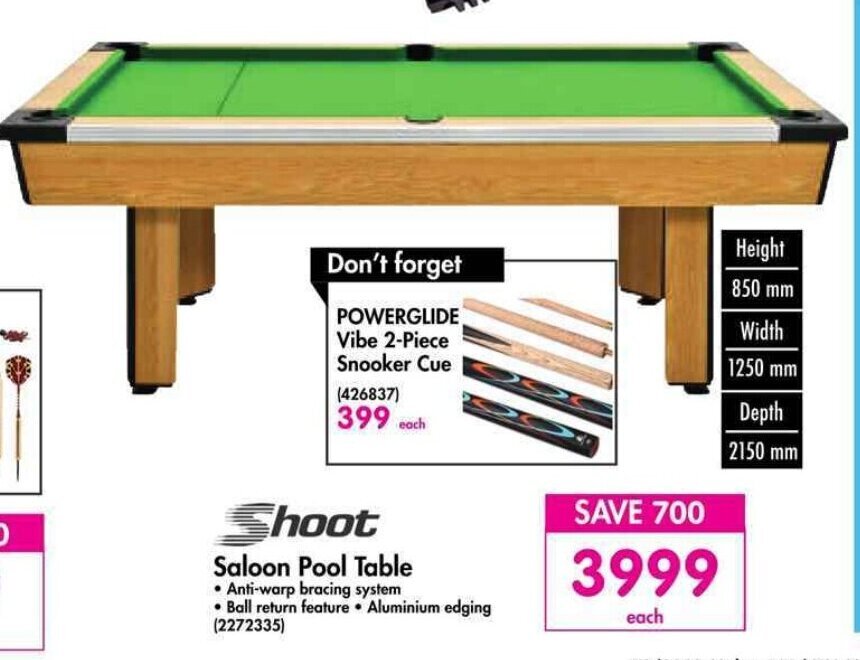 Shoot Saloon Pool Table offer at Makro
