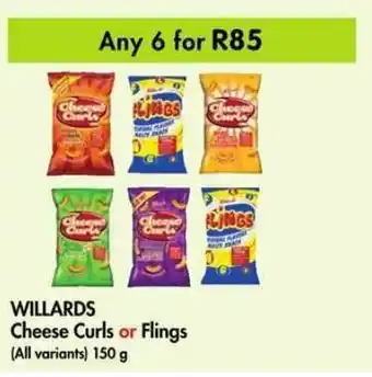 Makro Willards Cheese Curls or Flings 150g offer