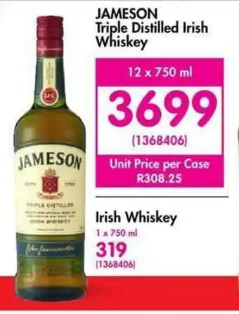 Makro JAMESON Triple Distilled Irish Whiskey 12 x 750 ml offer