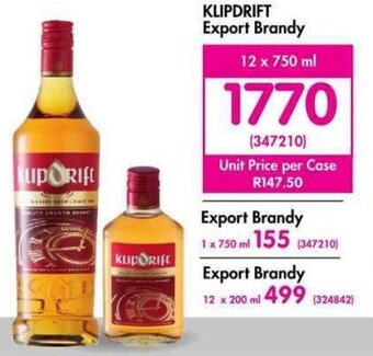 Klipdrift Export Brandy 12 x 750 ml