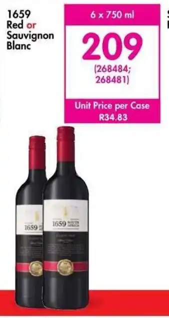 Makro 1659 Red or Sauvignon Blanc 6 x 750 ml offer