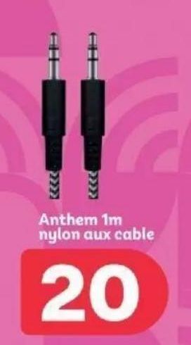 PEP Anthem 1m nylon aux cable offer