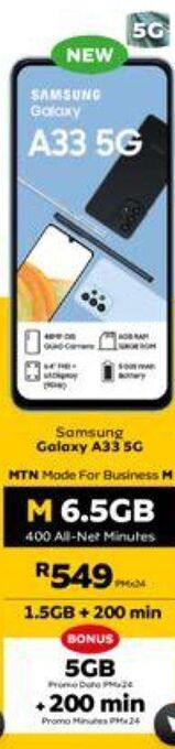 MTN Samsung galaxy a33 5g offer