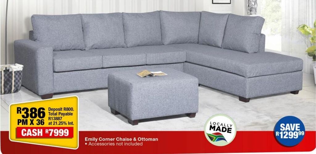 Emily corner store chaise & ottoman