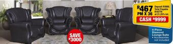 OK Furniture 4 piece diamond lounge suite offer