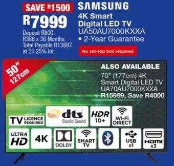 OK Furniture Samsung 4k smart digital led tv ua50au7000kxxa offer