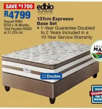 OK Furniture 137 cm espresso base set offer