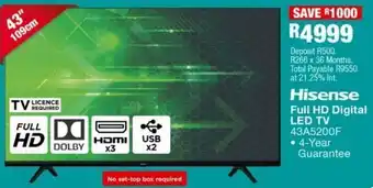 OK Furniture Hisense full hd digital led tv 43a5200f offer