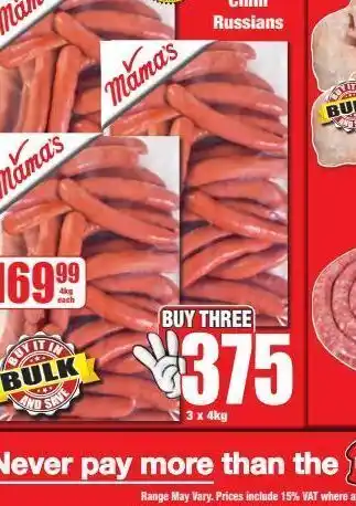 Boxer Mama's sausages 3 offer