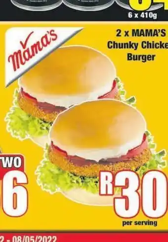 Boxer Mama's chicken burgers offer