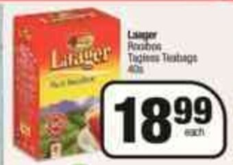 Spar Laager Rooibos Tagless Teabags 40s offer