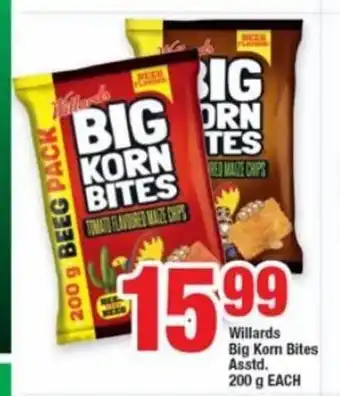 OK Foods Willards Big Korn Bites Asstd 200g each offer