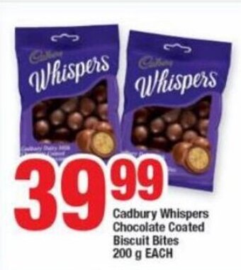 OK Foods Cadbury Whispers Chocolate Coated Biscuit Bites 200g each offer
