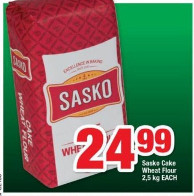 Sasko Cake Wheat Flour 2.5 kg each offer at OK Foods
