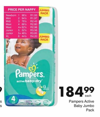 Save Pampers Active Baby Jumbo Pack offer