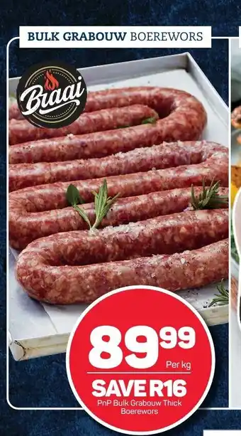 Pick n Pay PnP Bulk Grabouw Thick Boerewors per kg offer