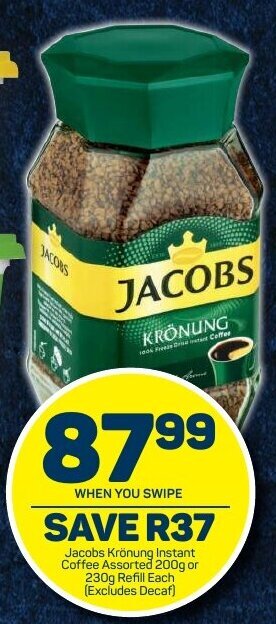 Pick n Pay Jacobs Kronung Instant Coffee Assorted 200g or 230g Refill offer