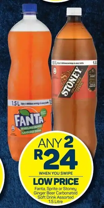 Pick n Pay Fanta, Sprite or Stoney Ginger Beer Carbonated Soft Drink Assorted 1.5 Litre offer