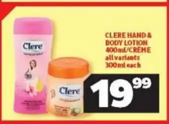 Usave Clere Hand & Body Lotion 400ml / Creme ALl Variants 300 ml each offer