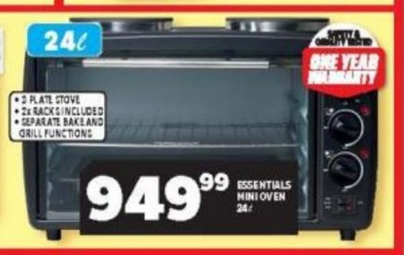 essentials 24l mini oven