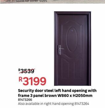 Leroy Merlin Security door steel left hand opening with frame 3 panel brown w860 x h2050mm offer