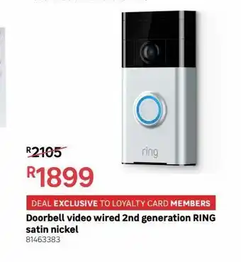 Doorbell video wired 2nd generation ring satin nickel