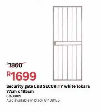 Security gate l&b security white tokara 77cm x 195cm