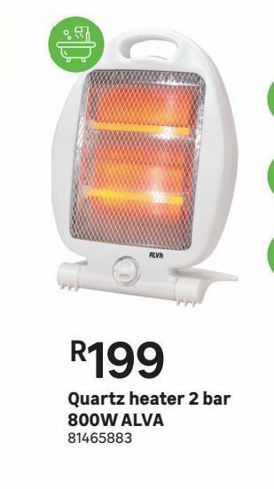 Quartz heater 2 bar 800w alva offer at Leroy Merlin