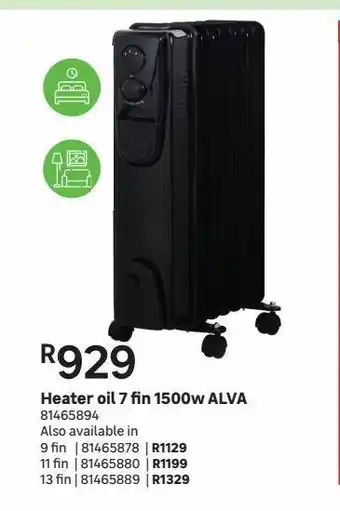 Leroy Merlin Heater oil 7 fin 1500w alva offer