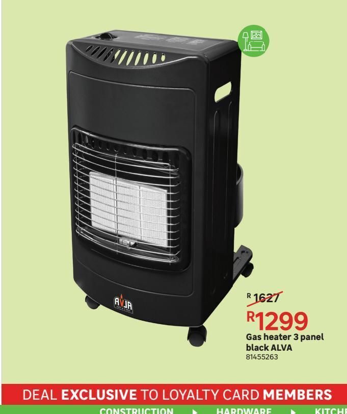 Gas heater 3 panel black alva offer at Leroy Merlin