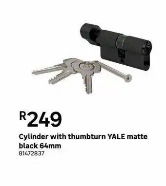 Leroy Merlin Cylinder with thumturn yale matte black 64mm offer