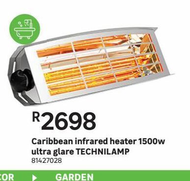 Caribbean infrared heater 1500w ultra glare technilamp offer at Leroy Merlin