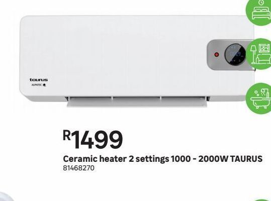Ceramic heater 2 settings 1000 - 2000w taurus offer at Leroy Merlin