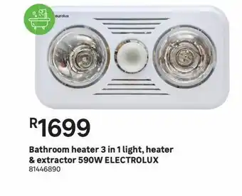Leroy Merlin Bathroom heater 3 in 1 light, heater & extractor 590w electrolux offer